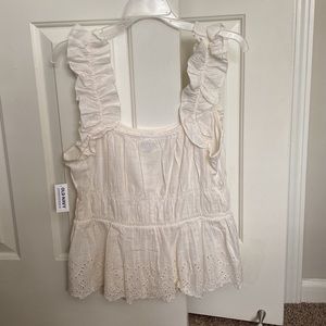 NWT Cream Peplum Eyelet Tank!